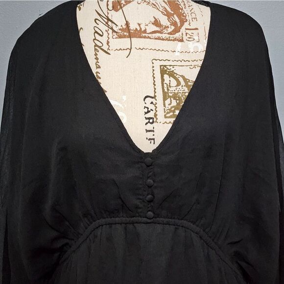 ☀️A New Day, Black flowy dress with sheer arms. NWT, Size-L - Picture 3 of 7